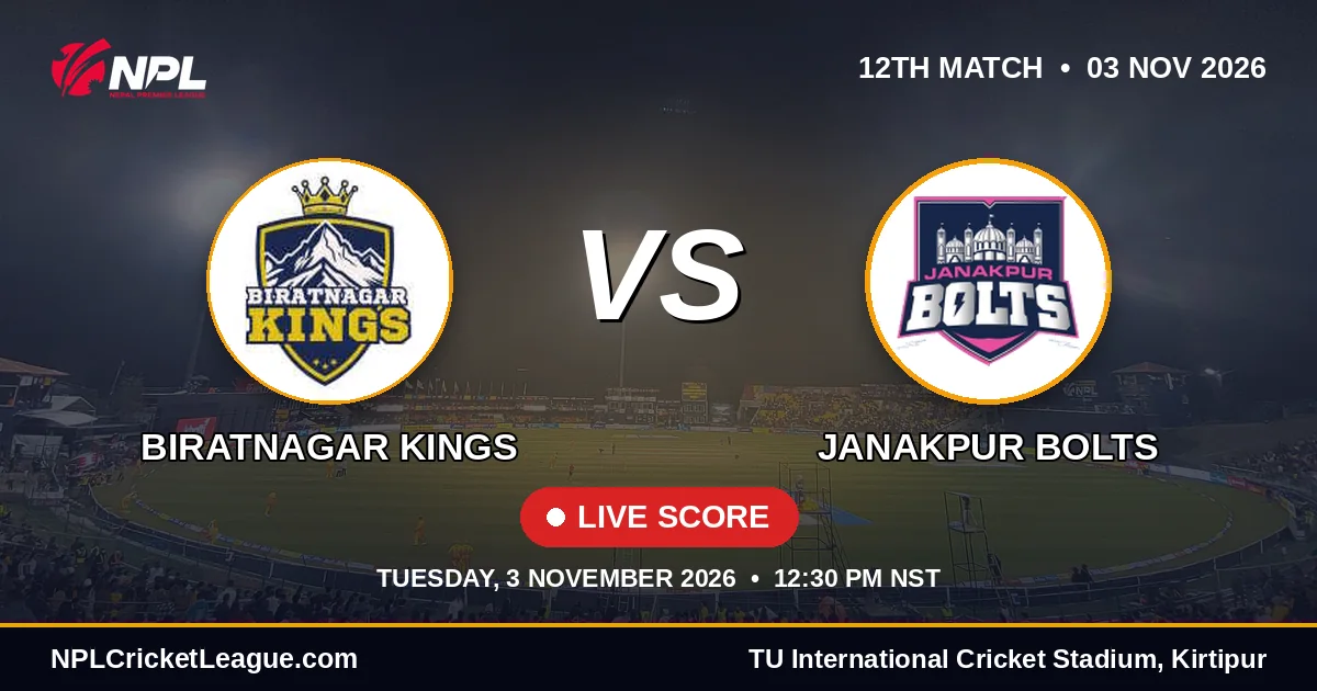 Biratnagar Kings vs Janakpur Bolts live score — NPL Season 3 match cover
