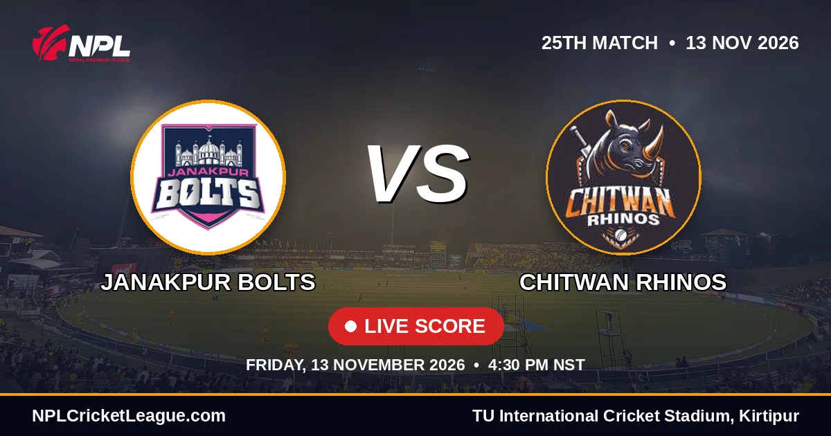 Janakpur Bolts vs Chitwan Rhinos live score — NPL Season 3 match cover
