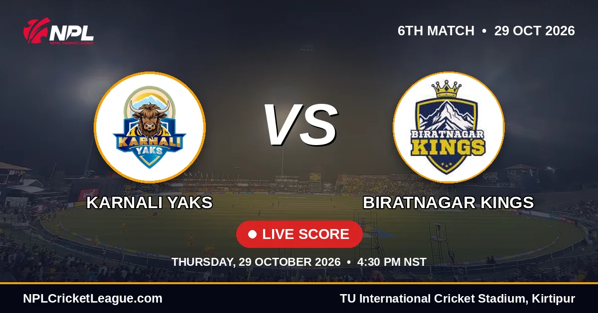 Karnali Yaks vs Biratnagar Kings live score — NPL Season 3 match cover