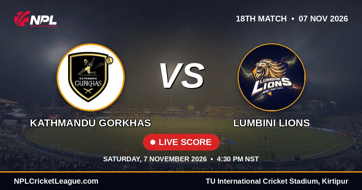 Kathmandu Gorkhas vs Lumbini Lions live score — NPL Season 3 match cover