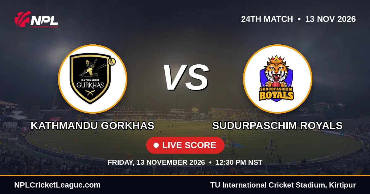 Kathmandu Gorkhas vs Sudurpaschim Royals live score — NPL Season 3 match cover