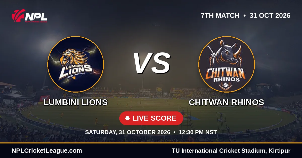 Lumbini Lions vs Chitwan Rhinos live score — NPL Season 3 match cover
