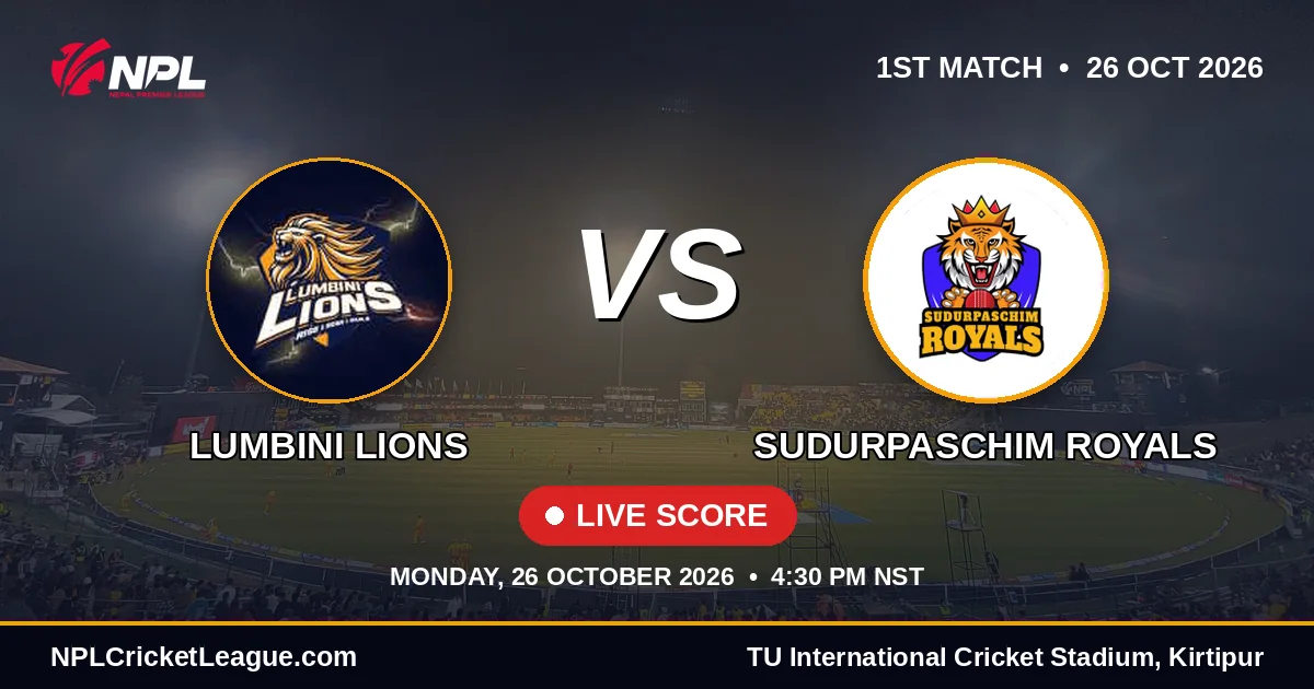 Lumbini Lions vs Sudurpaschim Royals live score — NPL Season 3 match cover