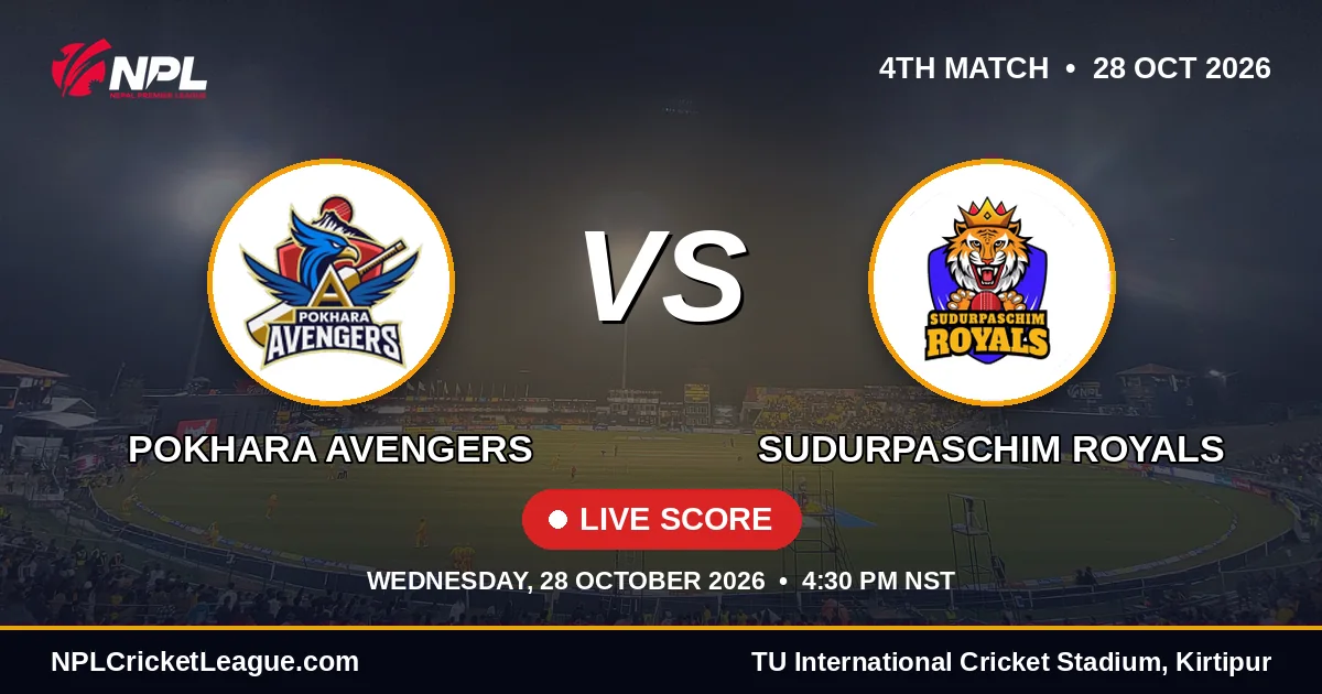 Pokhara Avengers vs Sudurpaschim Royals live score — NPL Season 3 match cover