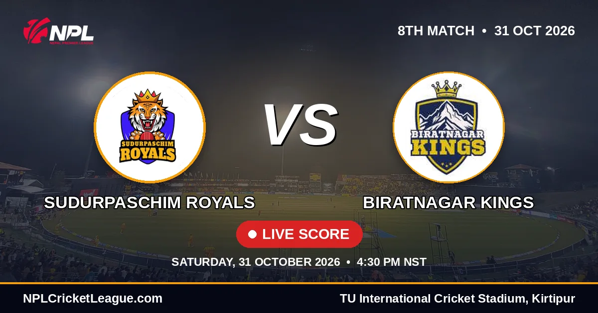 Sudurpaschim Royals vs Biratnagar Kings live score — NPL Season 3 match cover