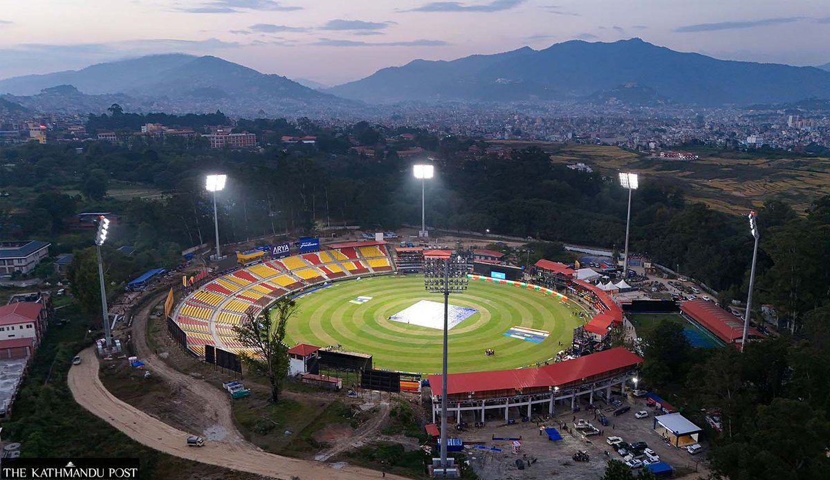 TU International Cricket Ground, Kirtipur, under lights. Photo: Kathmandu Post
