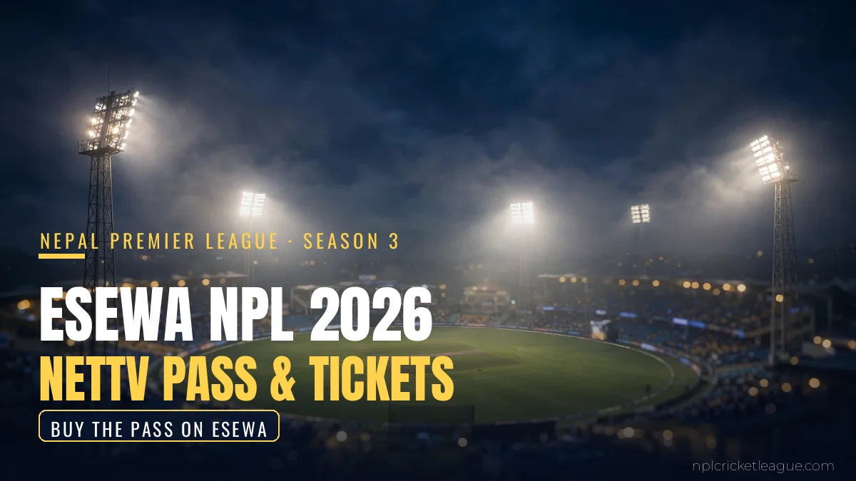eSewa NPL 2026: NetTV pass and match tickets graphic