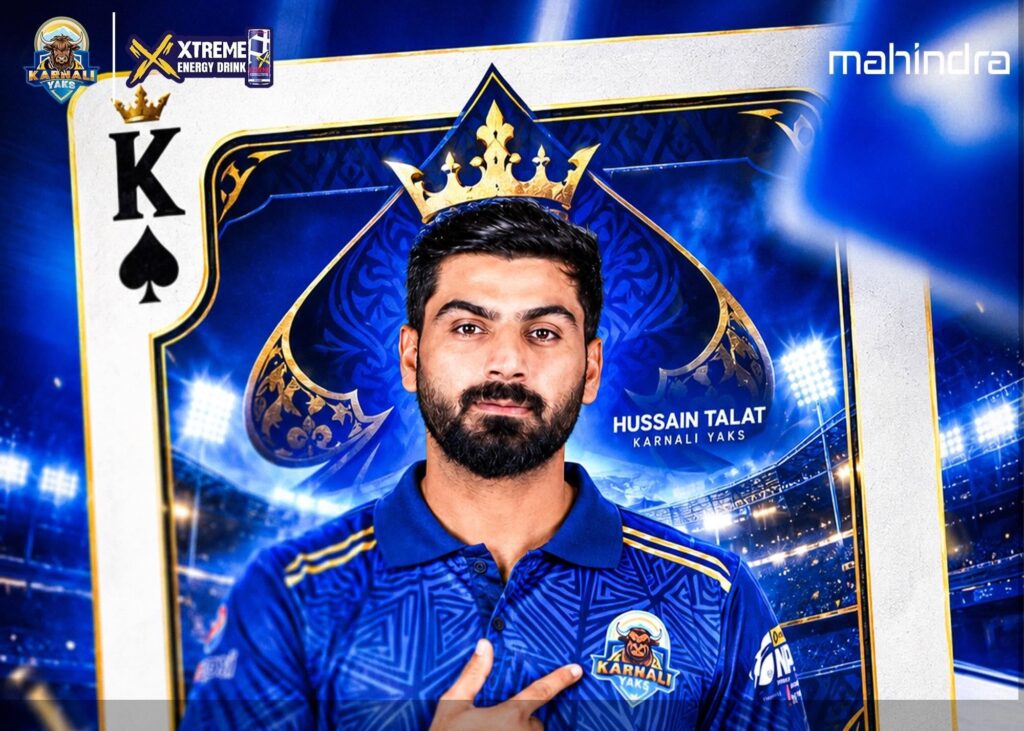 Karnali Yaks' official announcement graphic for Hussain Talat's NPL Season 3 signing. Photo: Karnali Yaks