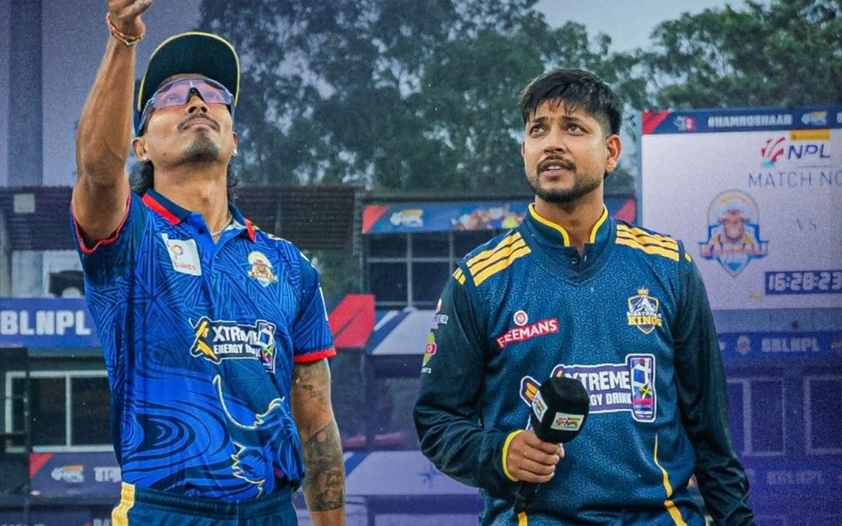 The two captains at the toss before Biratnagar Kings vs Karnali Yaks in NPL Season 3 Match 6 at TU Ground, Kirtipur