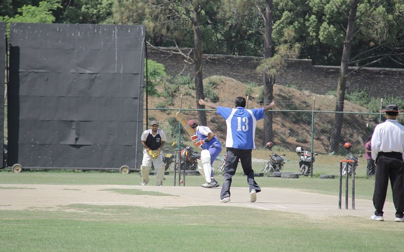A match underway at the Kirtipur Cricket Ground, Kathmandu. Photo: Ganesh Paudel / Wikimedia Commons (CC BY-SA 3.0)