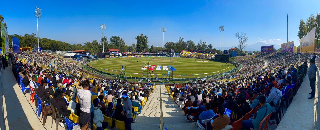 A packed TU International Cricket Ground in Kirtipur during a Nepal Premier League match. Photo: Online Khabar