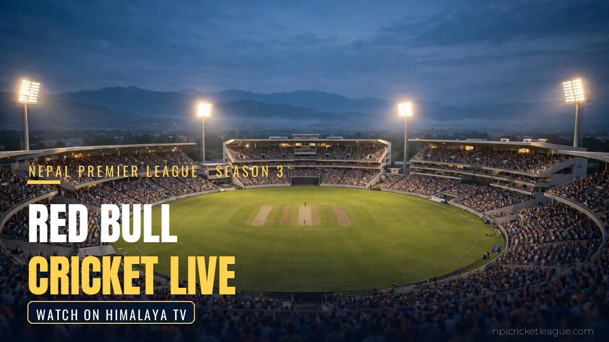 Red Bull Cricket Live: floodlit cricket stadium at dusk for Nepal Premier League Season 3