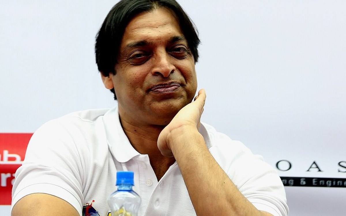 Shoaib Akhtar at a press event in Doha in 2014.